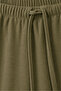 Light Green Linen Look Elastic Waist Palazzo Trousers - 3