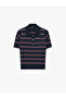 Short Sleeve Polo Neck Striped Knitwear T-Shirt - 3