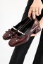 Women's Burgundy Patent Leather Pearl Detailed Bowknot K Block Heel U Shoes Vdz02009 - 2