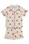 Strawberry Patterned Shorts Pajama Set for 2-5 Years Old - Ivory