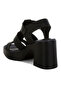 Women Chunky Pin Buckle Platform Heels in Black - 3