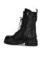 Black Leather Women's Flat Boots 39Wb4692 - 4