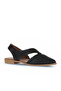 Black Leather Women's Flat Sandals 01Wa9202 - 2