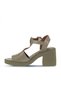Khaki Leather Women's Heeled Sandals 01Wa1702 - 3