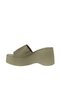 Khaki Leather Women's Wedge Heeled Slippers 01Wy9000 - 4