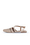 Beige Leather Women's Flat Sandals 01Wa3302 - 3