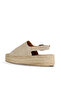 Beige Suede Women's Flat Sandals 14Ws72500 - 4