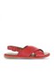 Red Leather Women's Flat Sandals 01Wa3600