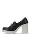 Black Gray Leather Women's Heeled Shoes 01Wz3201 - 3