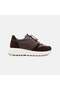 Women's Brown Rubber Laced Suede Textured Leather Sports Shoes - 2