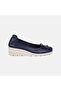 Women's Navy Blue Desacomfort Bowknot Wedge Heeled Leather Ballerinas - 2