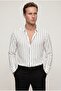 Slim Fit White Line Printed Shirt - 2