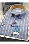Classic Short Sleeve Linen Striped Gift Boxed Men's Shirt Fs-003625 - Indigo - 3
