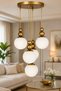 Snowman 5-Piece Pendant Lamp ✨   Antique Body with White Glop Glass ✨ Ceiling Mounted Living Room Chandelier Glass Chandelier ✨   Modern Chandelier Models Lighting Ceiling Lighting Living Room Chandelier Metal Body Tray Chandelier - 2