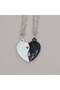 2-piece black and white heart model chain necklace, friendship necklace, best friends