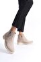 Margaret Zippered Orthopedic Sole Heeled Suede Women's Boots - Tan