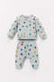 Button Detailed Heart Printed Baby 2-Piece Set - 2