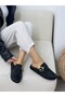 Black Nubuck (Freya) Knitted Detail Gold Accessory Women's Slippers - 4