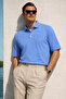 Men's Daily Comfortable A.Blue Polo Collar T-Shirt - 5