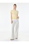 Bürümcük Fabric Slim Fit Short Sleeve Crew Neck Flounce Peplum Cut T-Shirt