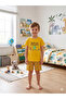Boy's 100% Cotton Yellow Elephant Patterned Short Sleeve Shorts Summer Pajama Set