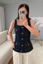 Women's Denim Vest with Pocket Details Blue Vest - 7