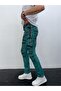 Men's Green Tie-Dye Effect Slim Fit Lycra Jean Trousers - 6