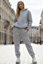 Women's Soft Textured Wide Fit Elastic Leg Hooded Tracksuit Set - Walking