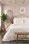 Aurelia 100% Cotton Ruffled, Bow Pattern Embroidered 6 Piece Premium Double Duvet Cover Set - 2
