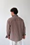 Striped Burgundy Linen Oversize Shirt - 2