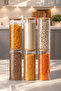 4-3 Bamboo Vacuum Lid Round Borosilicate Glass 6-Piece Jar Set Storage Container 2100ml 10X30Cm - 2