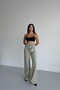 High Waist Asymmetrical Belted Wide Leg Jean Pants - 4