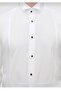 Slim Fit White Cotton Satin Pleated Front Tuxedo Shirt with Cufflinks and Peak Lapel - 2