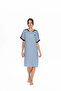 Women's Striped Short Sleeve Navy Blue Nightgown Relaxed Midi V-Neck