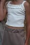 Girl's Strappy Crop T-Shirt with Ruffle Detail, Ages 8-14, Ecru - 4