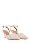 Women's White Ankle Buckle Flower Embroidered Open Back Thin Heeled Shoes 26Pfe49686F - 3