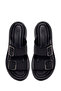 Women's Black Double Buckle Thick Sole Leather Comfort Slippers 26Sfd341818 - 4