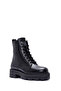 Women's Black Carrie Lace-Up Zipper Detailed Leather Boots 026Z100057 - 7