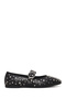 Women's Black Buckle-Stone Leather Ballerinas 26Pfd270118