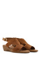 Women's Tan Buckle Wedge Heeled Suede Leather Sandals 26Sfd151810 - 2