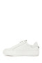 Women's White Lace-Up Thick-Soled Sports Shoes, Leather Sneaker 26Pfd290418 - 3