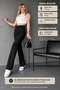 Women's Black High-Waisted Shaping Flared Palazzo Pants with Seam Detail - 2