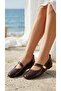 Women's Brown Drop Buckle Patent Leather Ballerinas 1cm Bynddam01 - 5