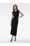 Bürümcük Fabric Textured Sleeveless Crew Neck Long Dress with Window Detail
