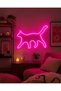Kedi Figürlü LED Neon Duvar Tablosu | Pembe Aydınlatmalı Modern Dekor | Farklı Boyut Seçenekli Salon Hediye