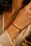 Yellow Red 5 Star Fan Bracelet Adjustable Cord Handmade Macrame Hematite - 3