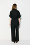 Beli Gathered Short Sleeve Linen Shirt - Black - 5
