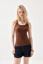 Thin Strap Basic Cotton Undershirt - Brown