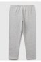Girl's Gray Melange Long Leggings with Benetton Logo Gray Melange - 2