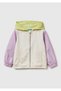 Girl's White Mix Sleeve Logo Detailed Lined Hooded Raincoat